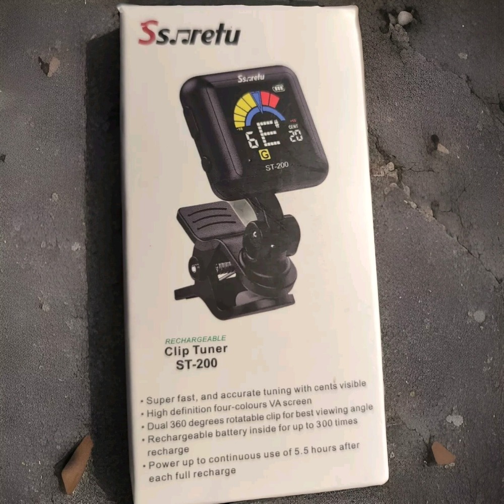 Ssretu Rechargeable Clip on Tuner for All Instruments Guitar, Violin, Chromatic